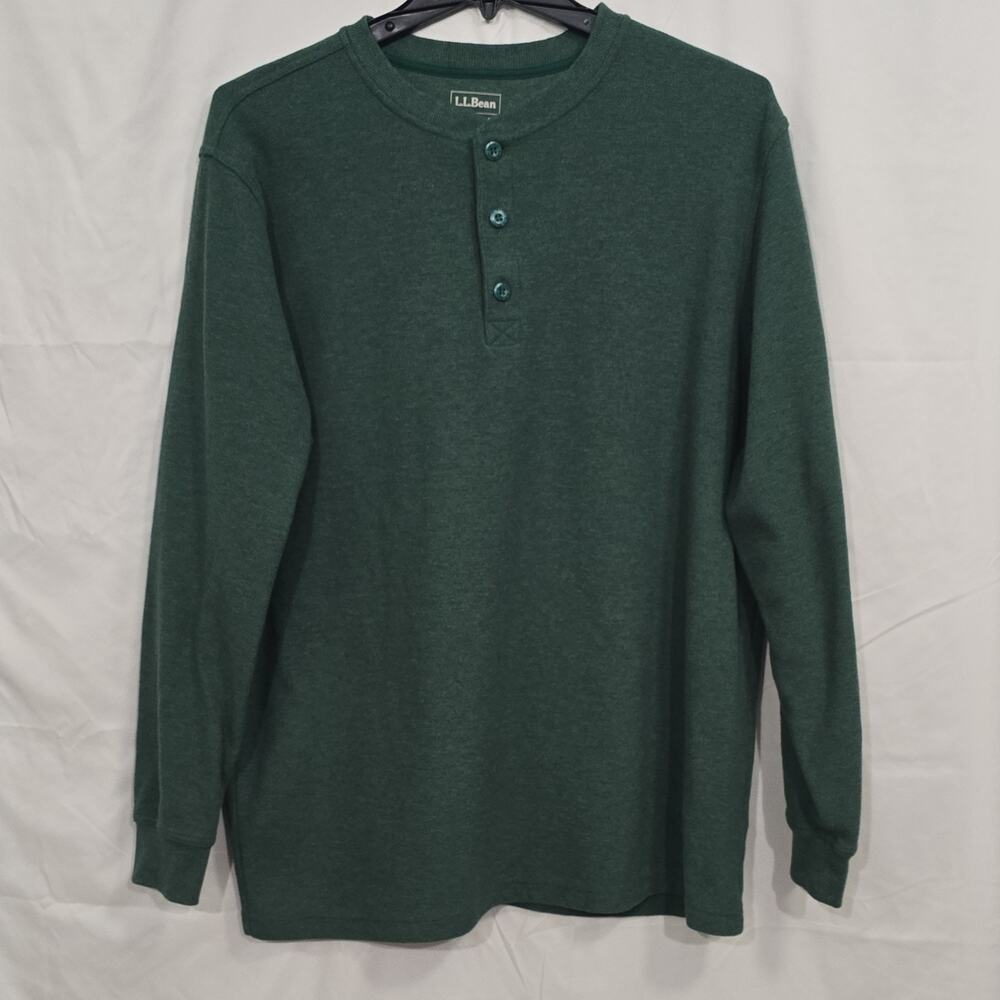 L.L. Bean Henley Mens XL Tall Long Sleeve Cotton Men's Green Thermal